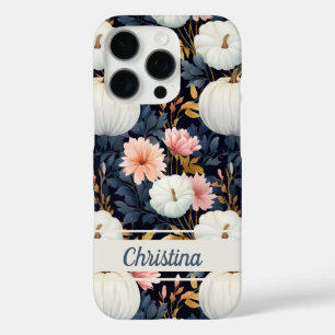Elegant Pumpkin and flowers fall pattern iPhone 16 Pro Case