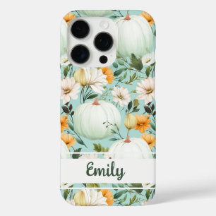 Elegant Pumpkin and flowers fall pattern iPhone 16 Pro Case