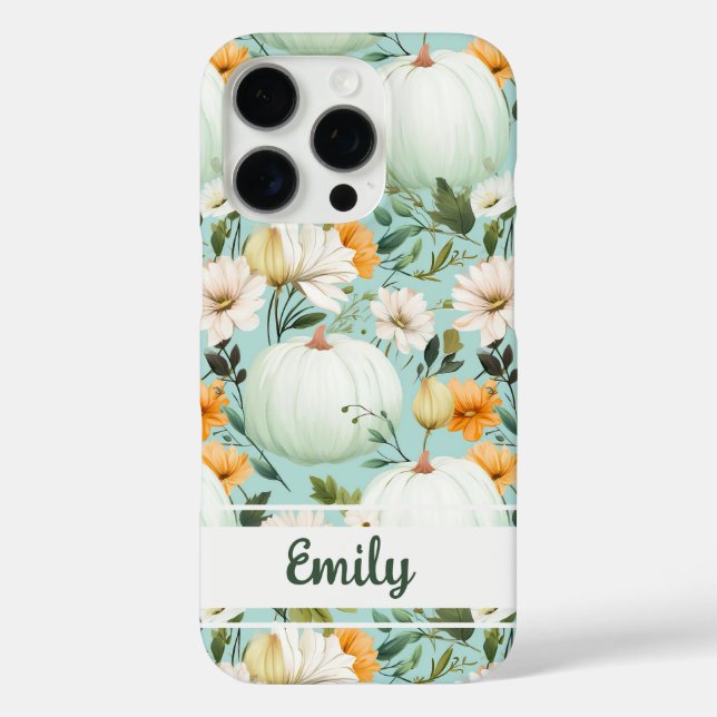 Elegant Pumpkin and flowers fall pattern Case-Mate iPhone Case (Back)