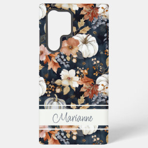 Elegant Pumpkin and flowers fall pattern Samsung Galaxy Case