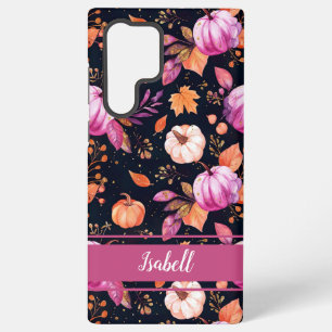 Elegant Pumpkin and flowers fall pattern Samsung Galaxy Case