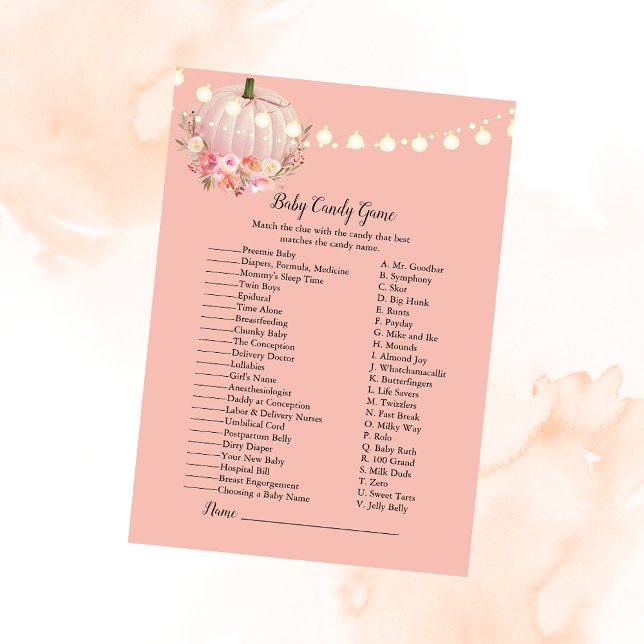 Elegant Pumpkin Baby Candy Game Baby Shower Game Invitation (Creator Uploaded)