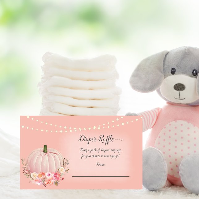 Elegant Pumpkin Baby Diaper Raffle Rose Gold Enclosure Card (Creator Uploaded)