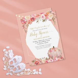 Elegant Pumpkin Baby Shower Rose Gold Invitation