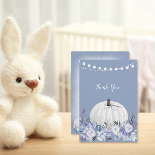 Elegant Pumpkin Baby Shower Thank You Dusty Blue