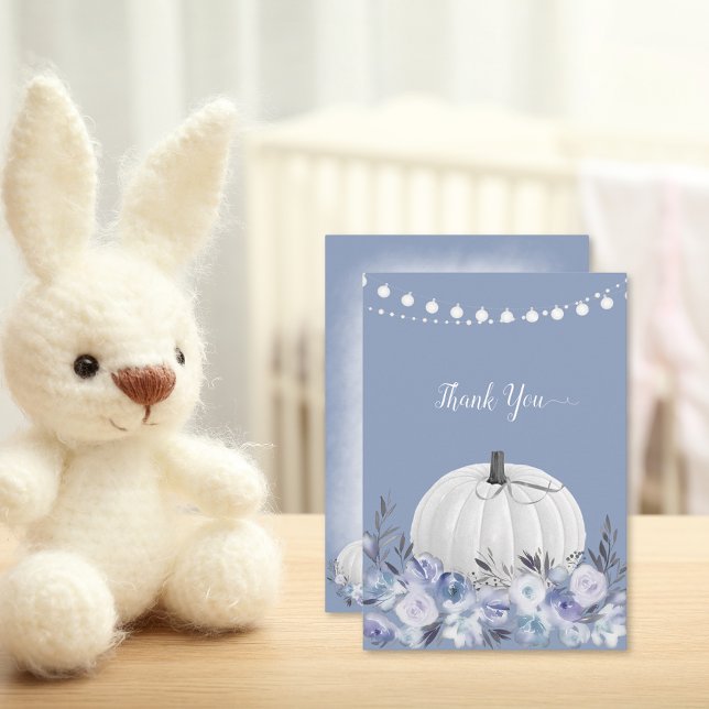 Elegant Pumpkin Baby Shower Thank You Dusty Blue (Creator Uploaded)