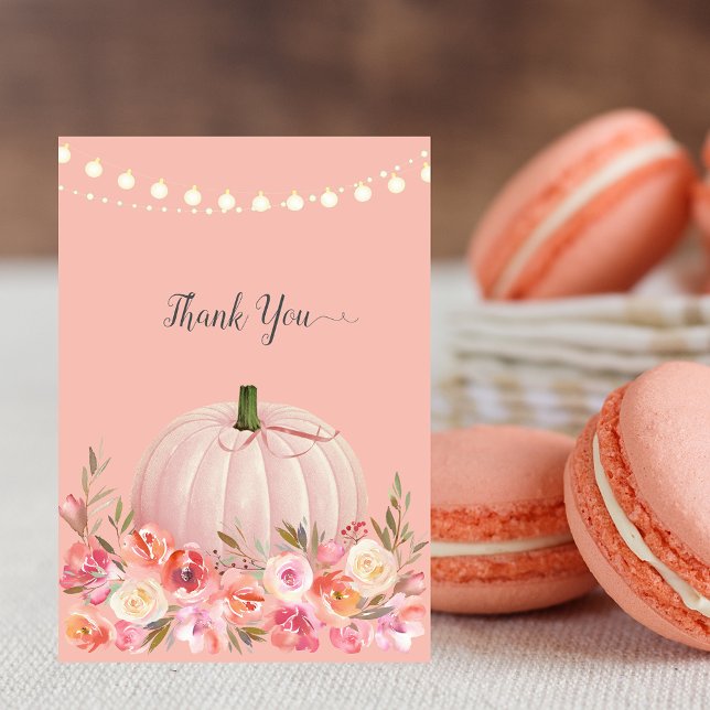 Elegant Pumpkin Baby Shower Thank You Rose Gold Card (Creator Uploaded)