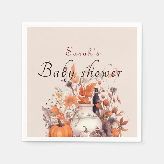 Elegant pumpkin fall Baby shower  Napkin (Front)