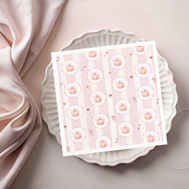 Elegant Pumpkin Fall Floral Girl Baby Shower Napkin (Creator Uploaded)