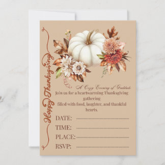 Elegant Pumpkin Fall Floral Invitation