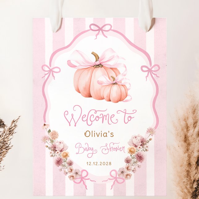 Elegant Pumpkin Fall Girl Baby Shower Welcome Poster (Creator Uploaded)