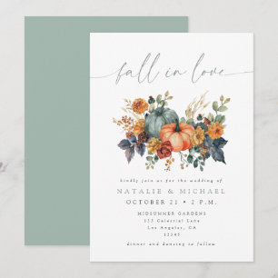 Elegant Pumpkin Fall in Love Wedding Invitation
