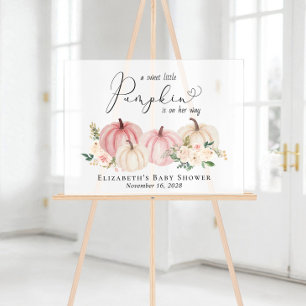 Elegant Pumpkin Floral Baby Girl Shower Welcome Acrylic Sign