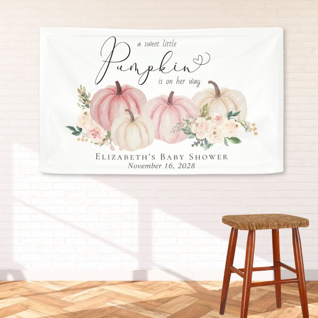 Elegant Pumpkin Floral Baby Girl Shower Welcome Banner (Creator Uploaded)