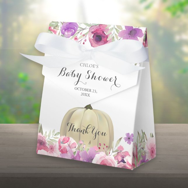 Elegant Pumpkin Floral Baby Shower Favour Box (Elegant Pumpkin Floral Baby Shower Favor Box)