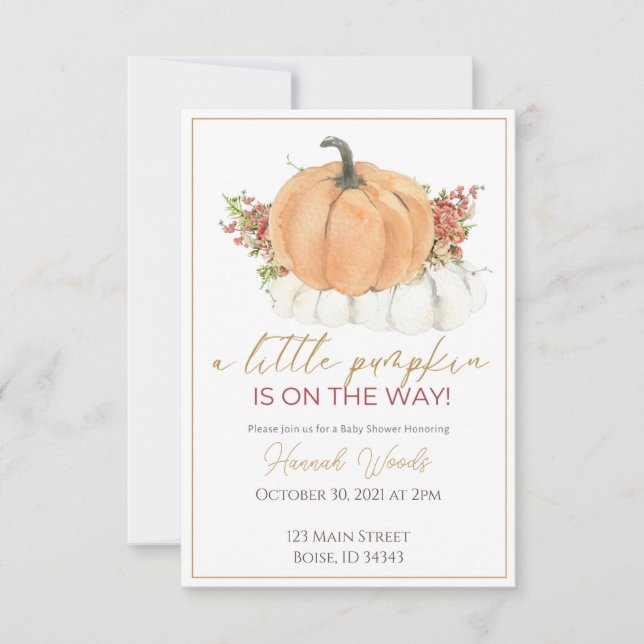 Elegant Pumpkin floral baby shower  Invitation (Front)