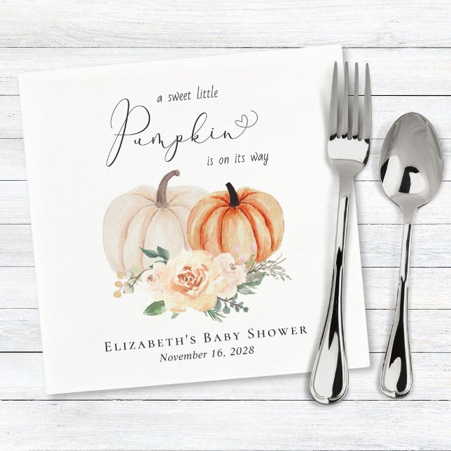 Elegant Pumpkin Floral Baby Shower Napkin (Creator Uploaded)