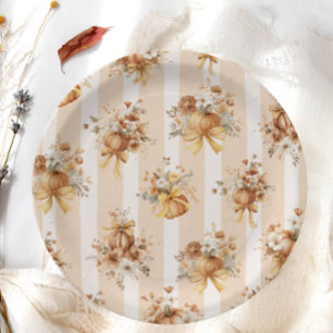 Elegant Pumpkin Floral Baby Shower Paper Plate