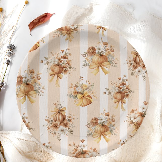 Elegant Pumpkin Floral Baby Shower Paper Plate (Creator Uploaded)