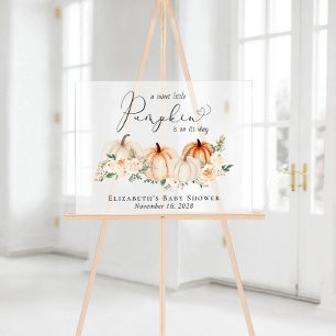 Elegant Pumpkin Floral Baby Shower Welcome Acrylic Sign