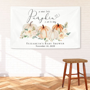 Elegant Pumpkin Floral Baby Shower Welcome Banner
