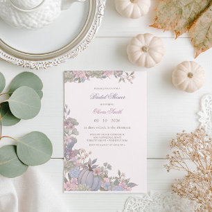 Elegant Pumpkin Floral Fall Bridal Shower Invitation