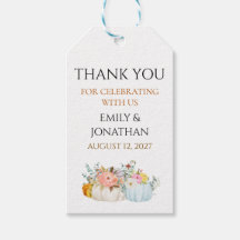 Elegant Pumpkin Floral Fall Wedding Favour Tags