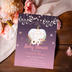 Elegant Pumpkin,Floral,Mason Jar Baby Shower Invitation