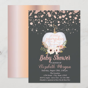 Elegant Pumpkin,Floral,Rose Gold Baby Shower Invitation