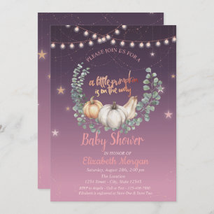 Elegant Pumpkin,Floral,String Lights Baby Shower Invitation