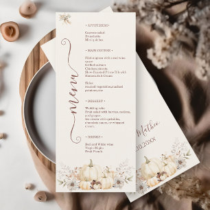 Elegant Pumpkin Floral Wedding Menu