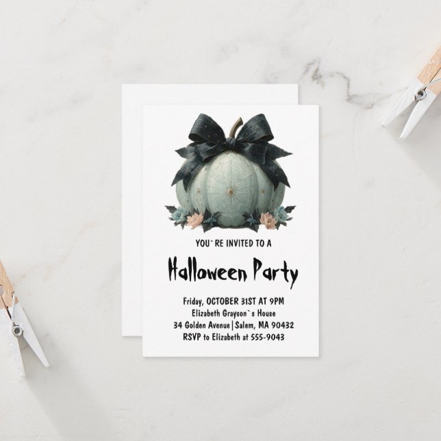 Elegant Pumpkin Halloween Party Design Invitation (Front/Back In Situ)