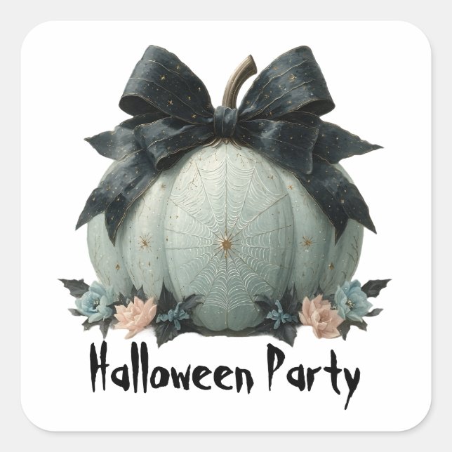 Elegant Pumpkin Halloween Party Design Square Sticker (Front)