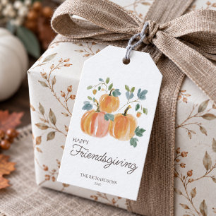 Elegant Pumpkin Happy Friendsgiving Custom Gift Tags