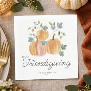 Elegant Pumpkin Happy Friendsgiving Napkin