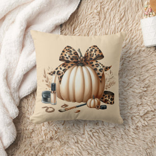 elegant pumpkin large print leopard tie cushion