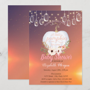 Elegant Pumpkin,Lights, Floral Texture Baby Shower Invitation