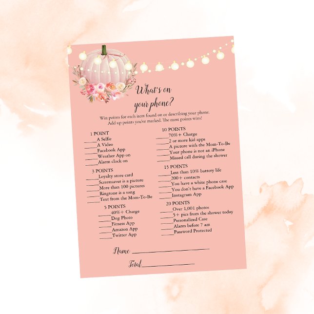 Elegant Pumpkin On Your Phone Baby Shower Game Invitation (Creator Uploaded)