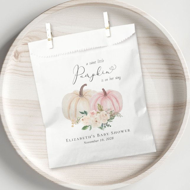 Elegant Pumpkin Pink Floral Baby Girl Shower Favour Bags (Creator Uploaded)