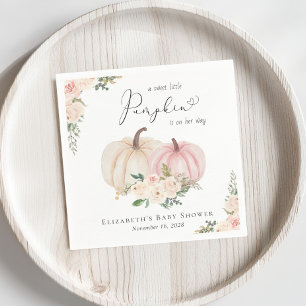 Elegant Pumpkin Pink Floral Baby Girl Shower Napkin