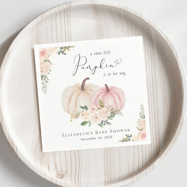 Elegant Pumpkin Pink Floral Baby Girl Shower Napkin (Creator Uploaded)
