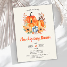Elegant Pumpkin Thanksgiving Dinner Invitation