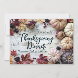 Elegant Pumpkin Thanksgiving Dinner Invitation