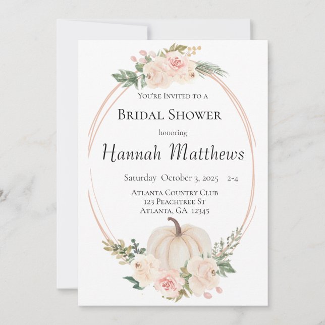 Elegant Pumpkin Theme Bridal Shower Invitation (Front)