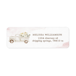 elegant pumpkin truck pink floral return address