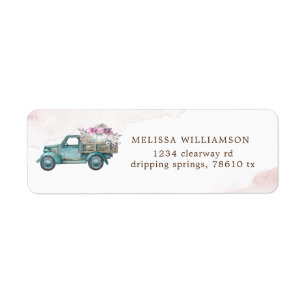 elegant pumpkin truck pink floral return address l