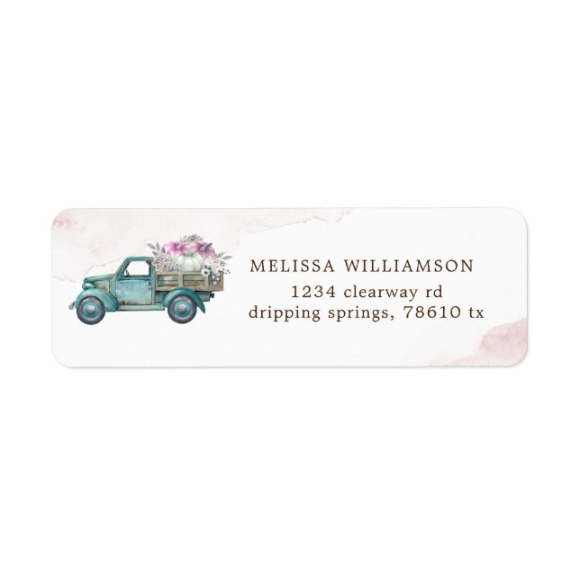 elegant pumpkin truck pink floral return address l (Front)