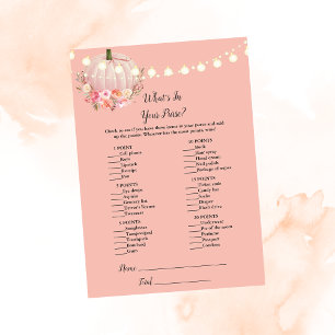 Elegant Pumpkin What's In Your Purse Shower Game Invitation