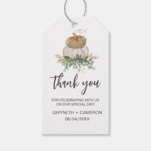 Elegant Pumpkin White and Gold Thank You Favour Gift Tags