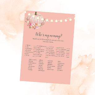 Elegant Pumpkin Who's My Mummy Baby Shower Game Invitation